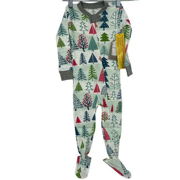 Honest Baby Pajama Size 24 Months Footed Organic Cotton Holiday Christmas Trees - Picture 1 of 7